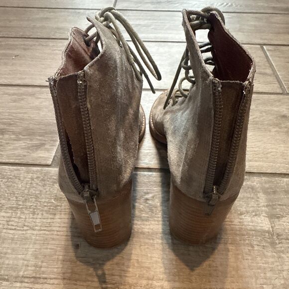 Jeffrey Campbell Cors Suede Gladiator Lace Up Bootie 7.5 Peep Toe - Picture 10 of 11